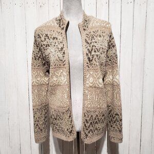 Coldwater Creek XS Cardigan Beige Zip Wool Alpaca Gorpcore Cabin Rustic Nordic